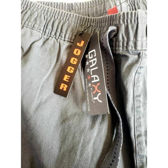 Galaxy by Harvic Men's Basic Stretch Twill Joggers Dark Grey - Picture 3 of 8